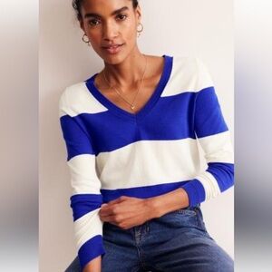 Boden Blue and White Striped Sweater